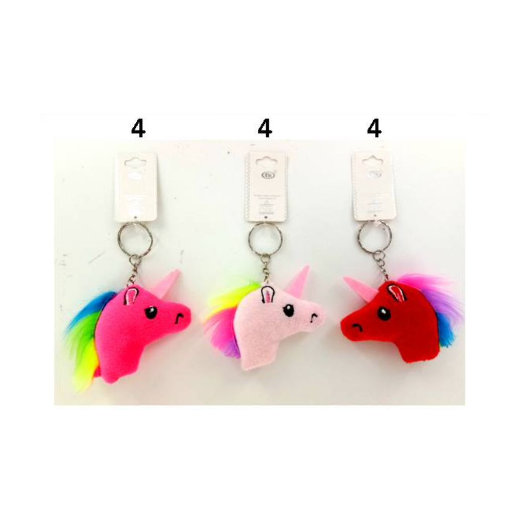 Plush Unicorn Head Keychain