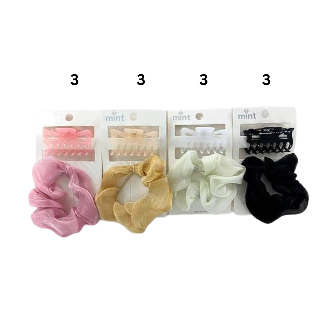 Claw Clip & Chiffon Hair Tie Set
