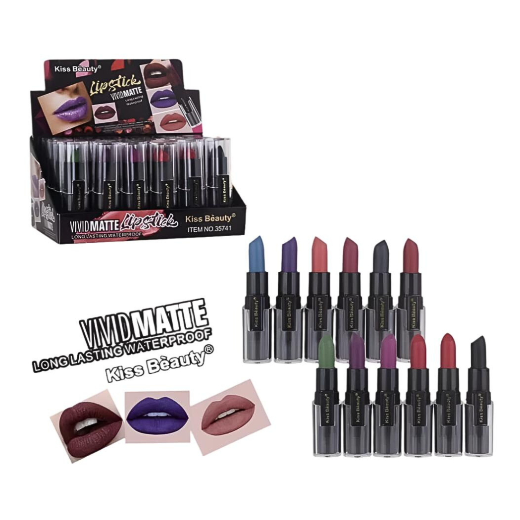24 PCS Waterproof Matte Dark Color Lipsticks