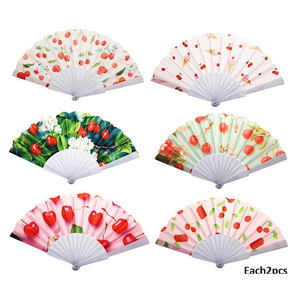 Assorted Cherry Print Handheld Fan
