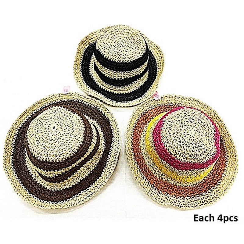 Striped Straw Bucket Hat