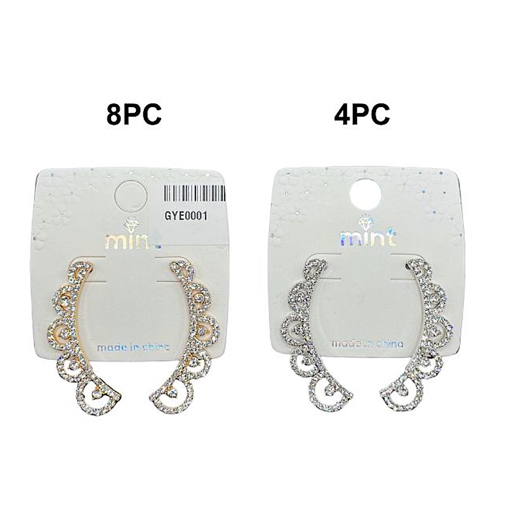 Curved Rhinestone Drop Earring