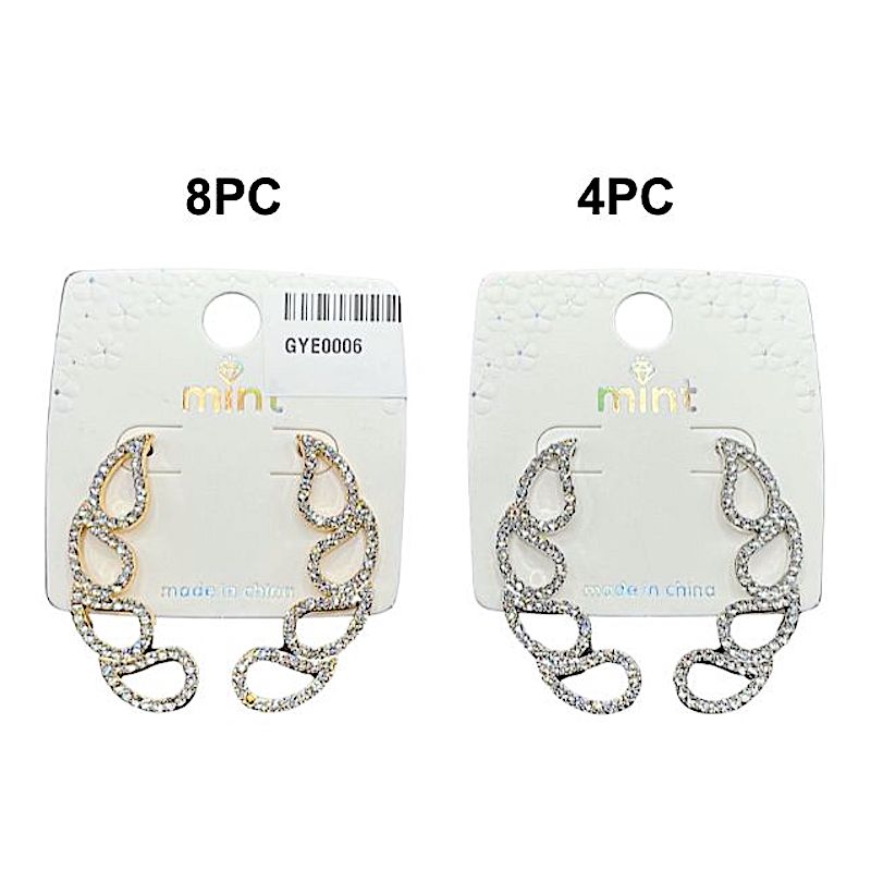 Curved Rhinestone Drop Earring