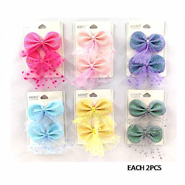 Glitter Hair Bow Clip Set