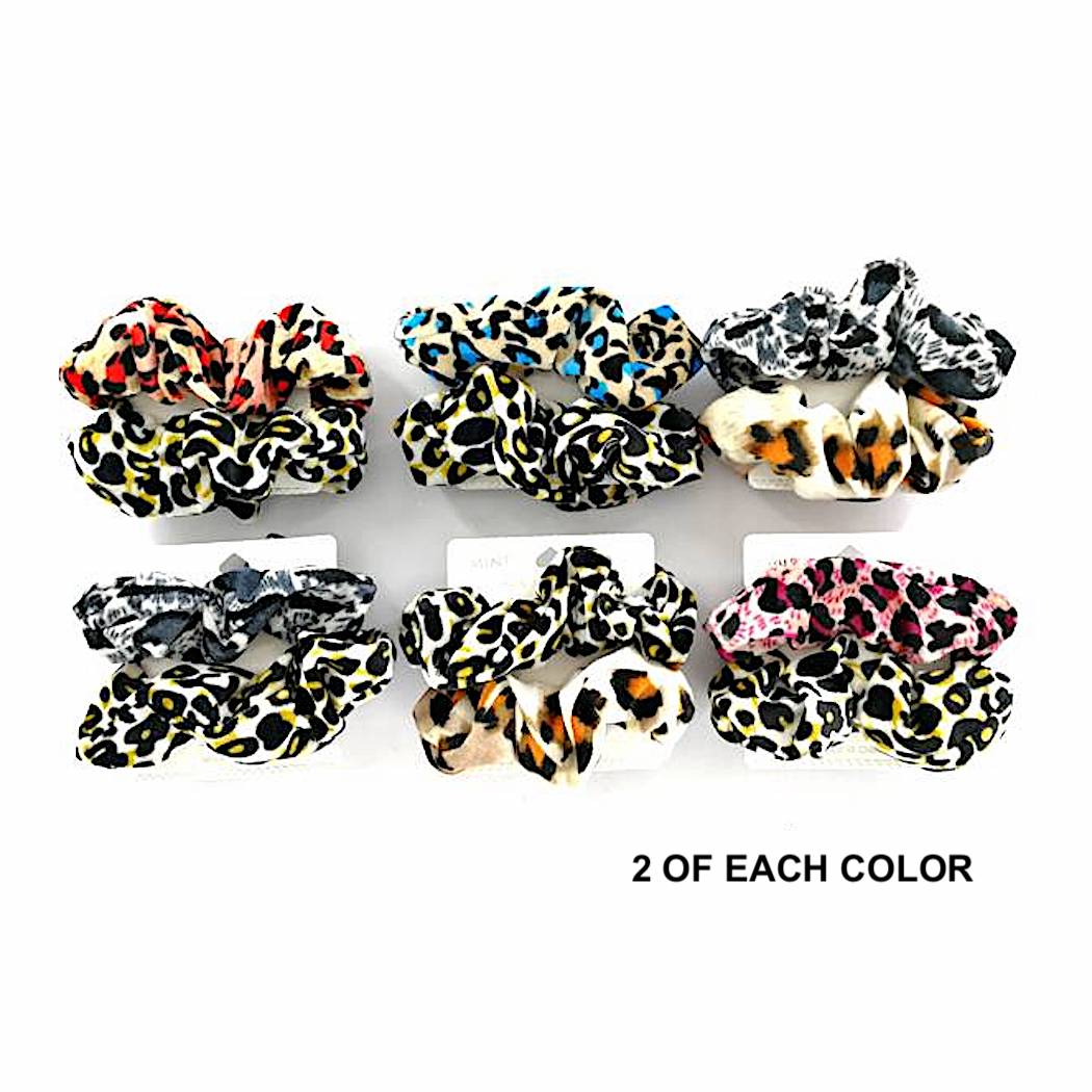 Velvet Leopard Hair Tie 2 Pce Set