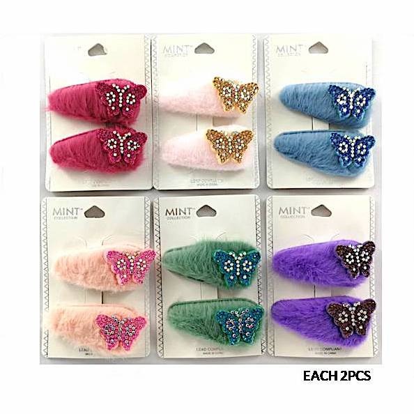 Faux Fur Hair Clip Set