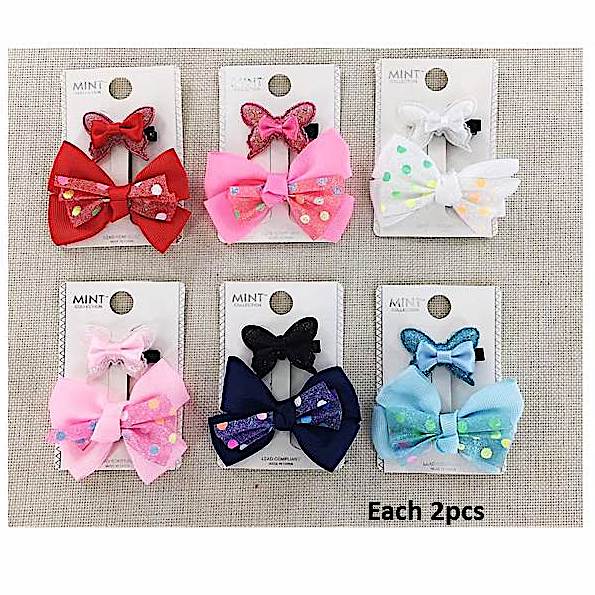 Glitter Hair Bow Clip Set
