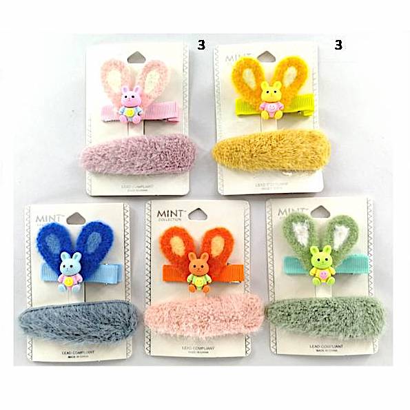 Faux Fur Bunny Hair Clip Set