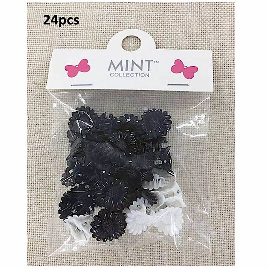 Mini Black & White Daisy Claw Clips