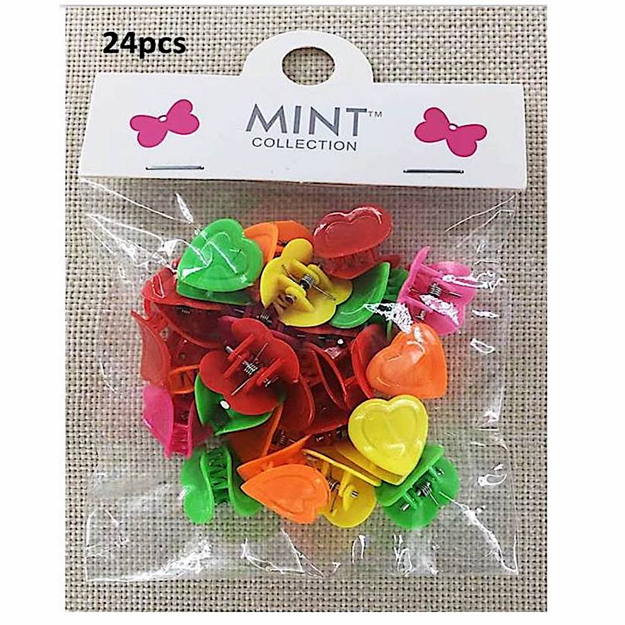 Mini Rainbow Heart Claw Clips