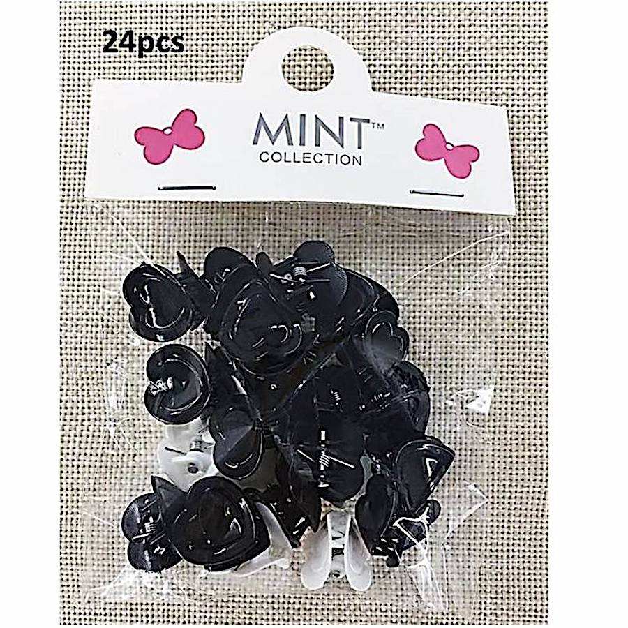 Mini Black & White Heart Claw Clips