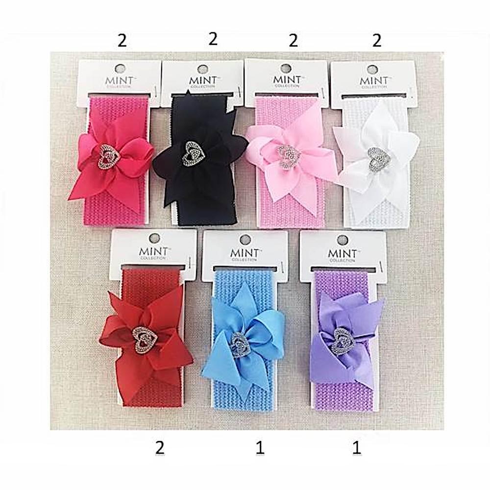 Rhinestone Heart Bow Headwrap