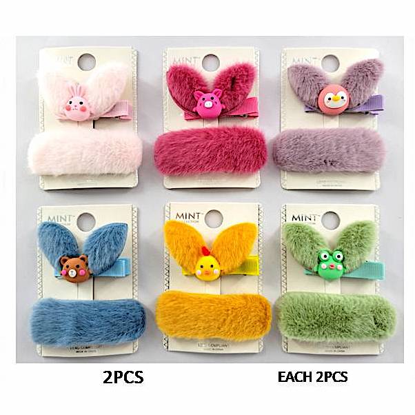 Faux Fur Penguin Hair Clip Set