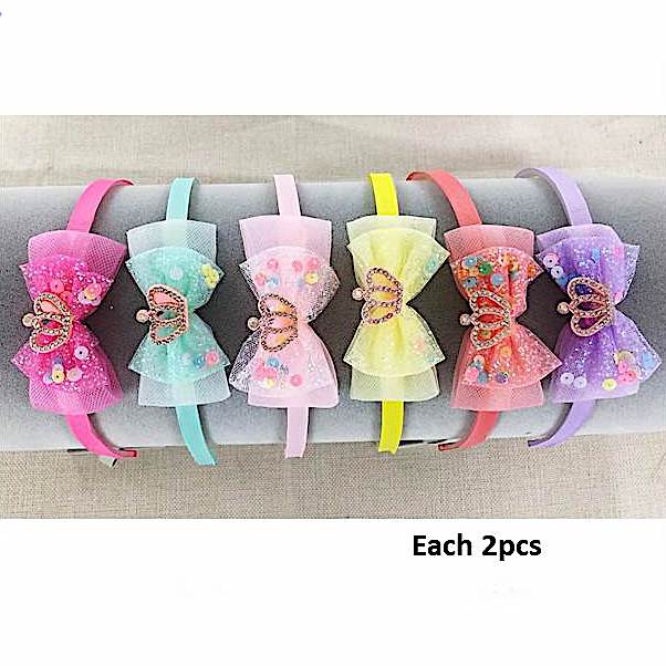 Crown & Glitter Bow Headband