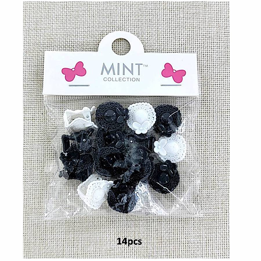 Mini Black & White Sun Hat Claw Clips