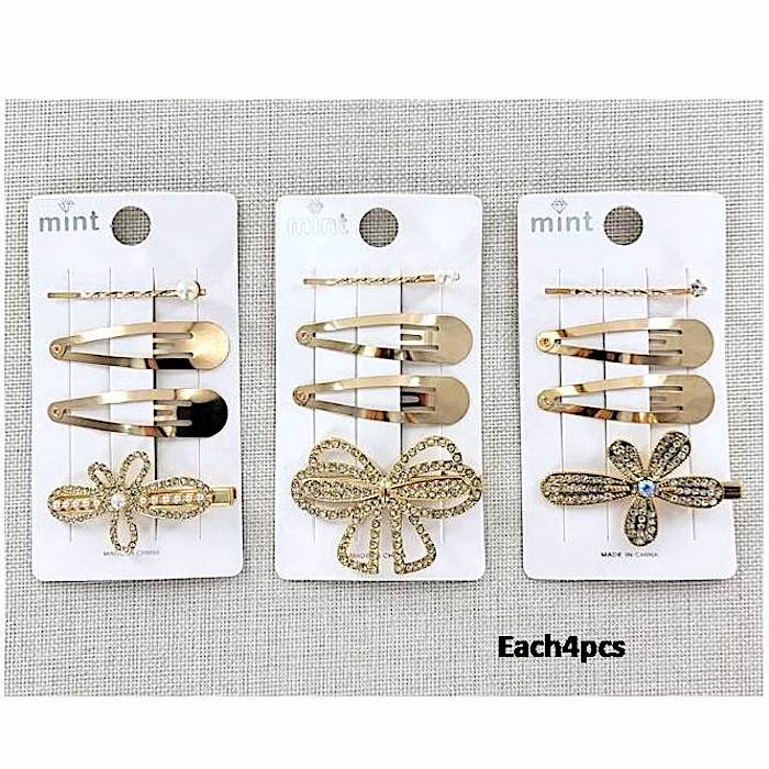 Rhinestone Flower Hair Clip Set