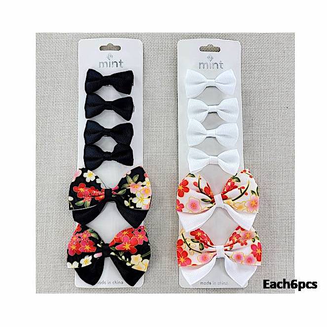 Floral Hair Bow Clip Set