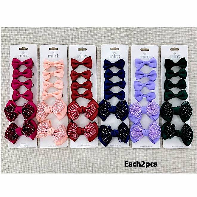 Striped Hair Bow Clip Set