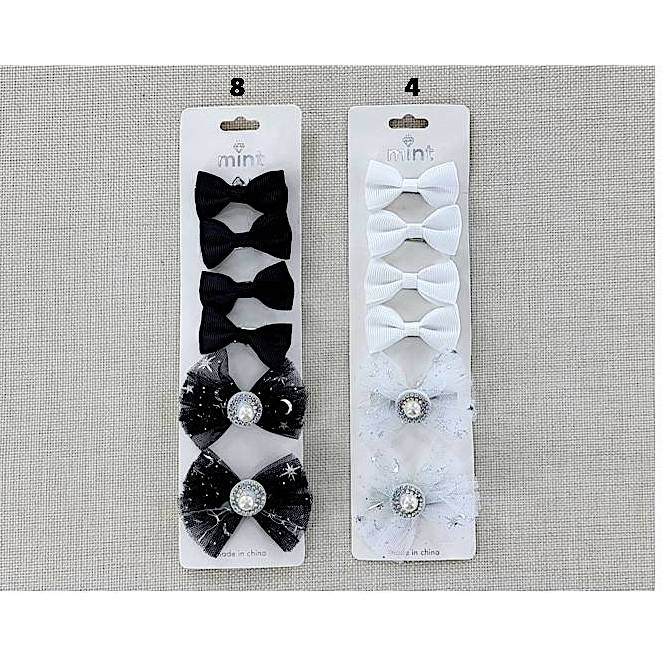 Chiffon Pearl Hair Bow Clip Set