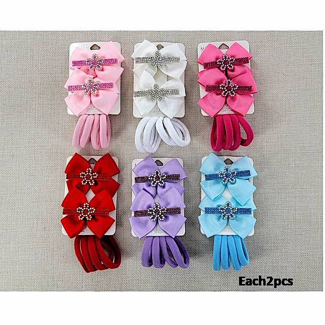 Flower Hair Bow Clip Set