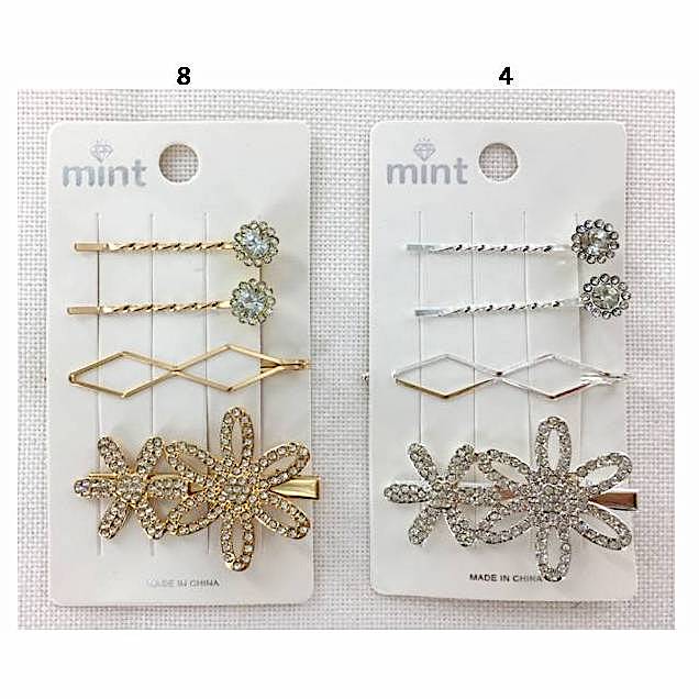 Rhinestone Flower Hair Clip Set