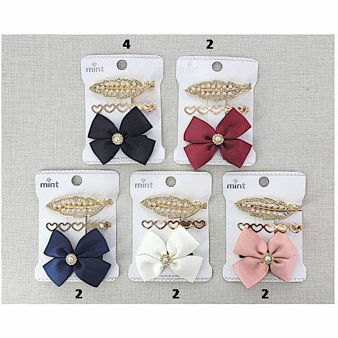 Pearl Hair Bow Clip Set