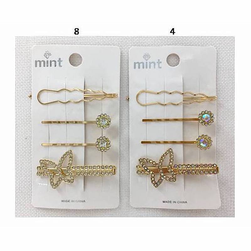 Rhinestone Butterfly Hair Clip Set