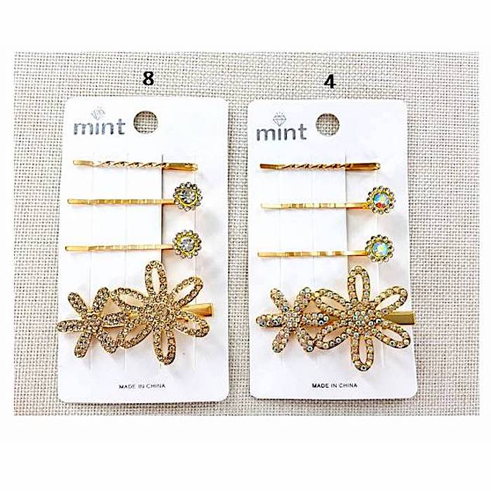 Rhinestone Flower Hair Clip Set