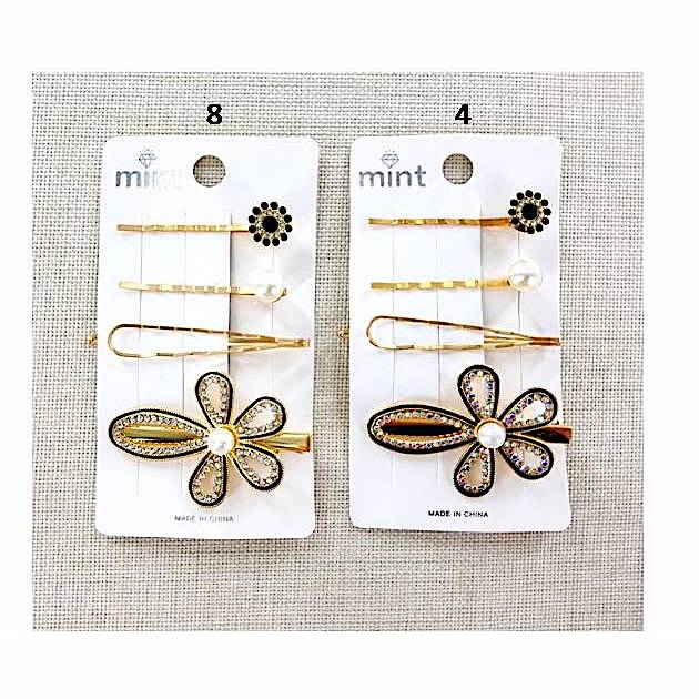 Rhinestone Flower Hair Clip Set