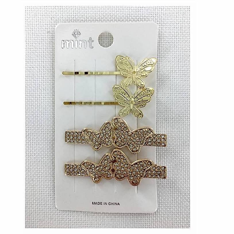 Rhinestone Butterfly Hair Clip Set