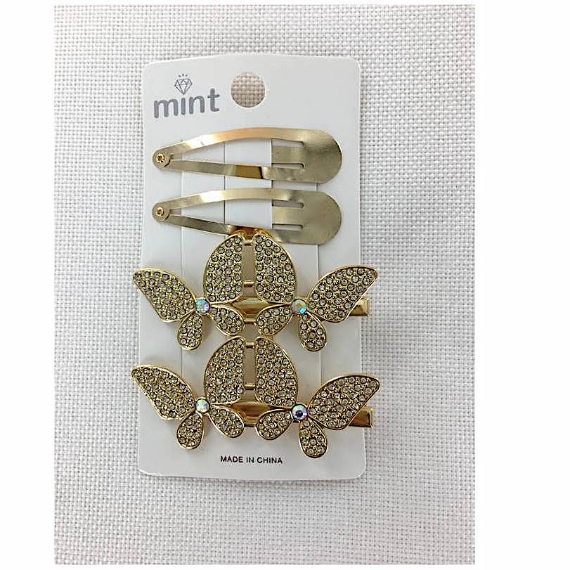 Rhinestone Butterfly Hair Clip Set