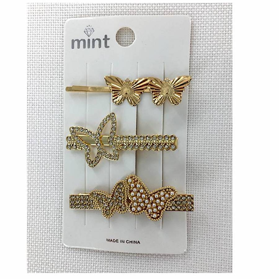 Rhinestone Butterfly Hair Clip Set