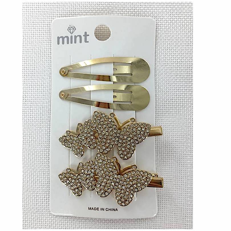 Rhinestone Butterfly Hair Clip Set