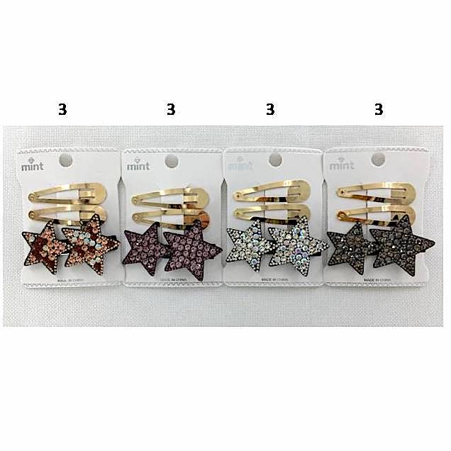 Rhinestone Star Hair Clip Set