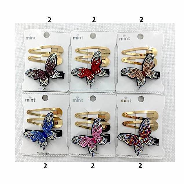 Rhinestone Butterfly Hair Clip Set