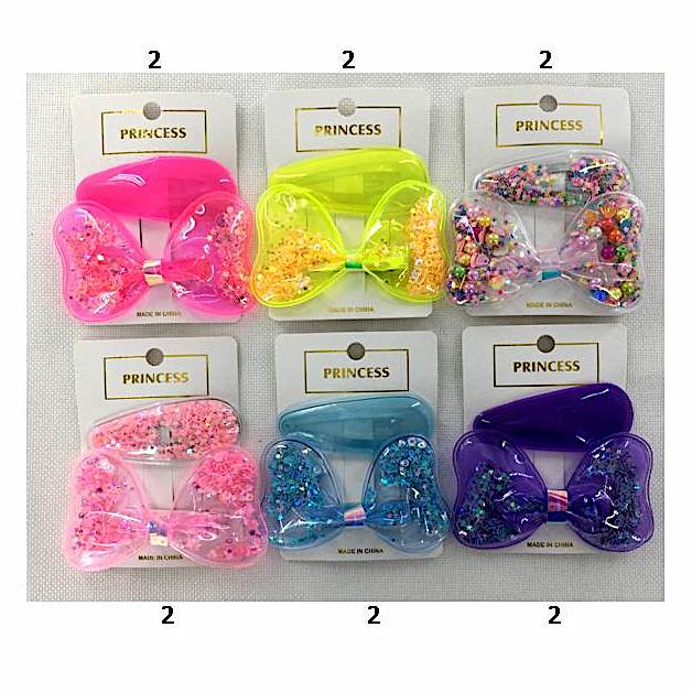 Neon Bow Hair Clip Set