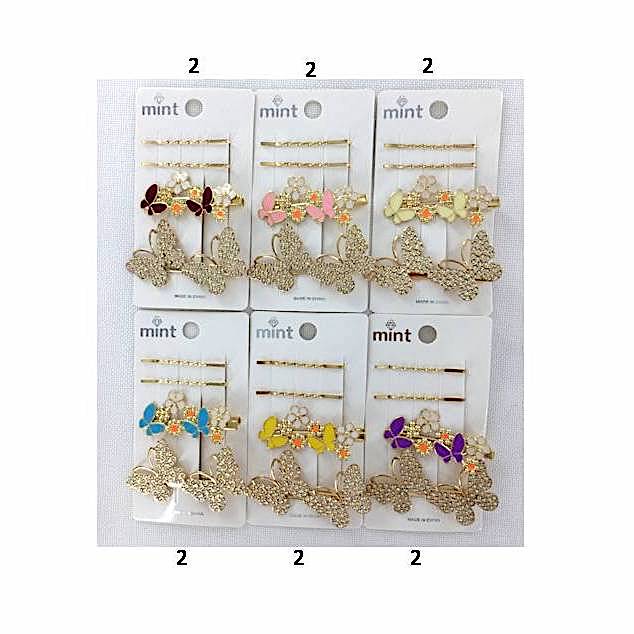 Rhinestone Butterfly Hair Clip Set