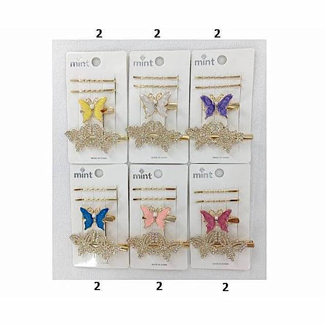 Rhinestone Butterfly Hair Clip Set