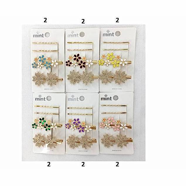 Rhinestone Flower Hair Clip Set