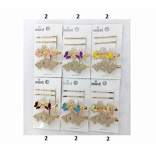 Rhinestone Butterfly Hair Clip Set