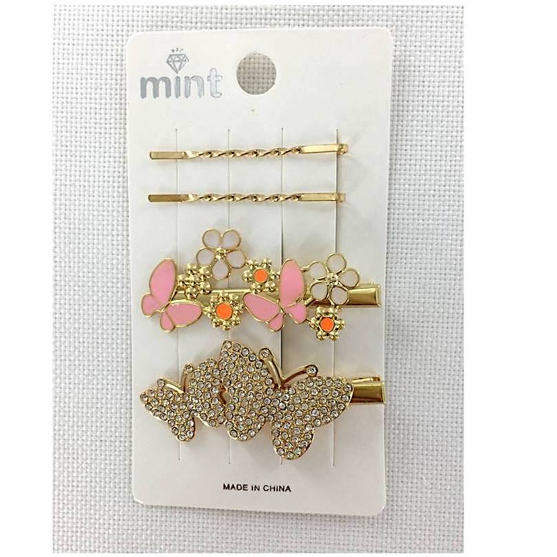 Rhinestone Butterfly Hair Clip Set