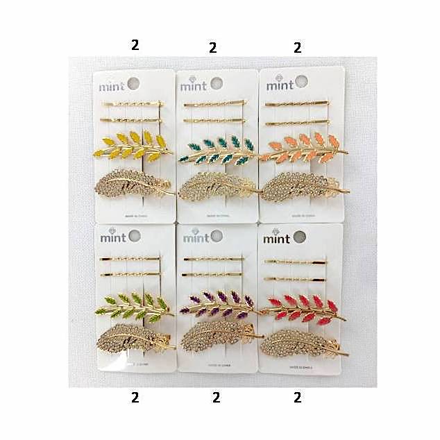 Rhinestone Leaf Hair Clip Set