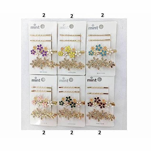 Rhinestone Flower Hair Clip Set
