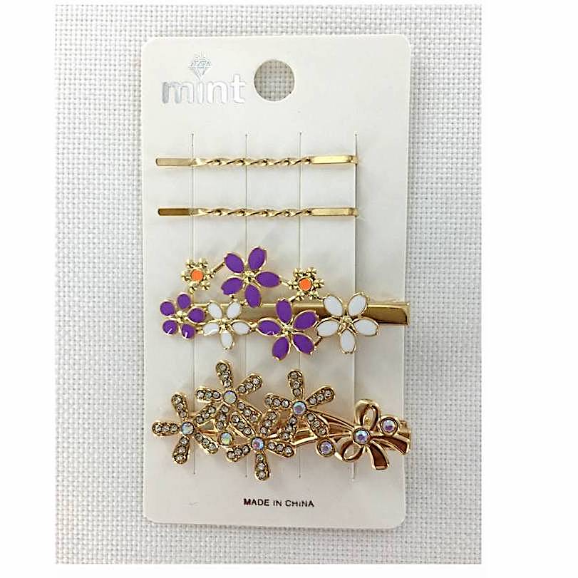 Rhinestone Flower Hair Clip Set