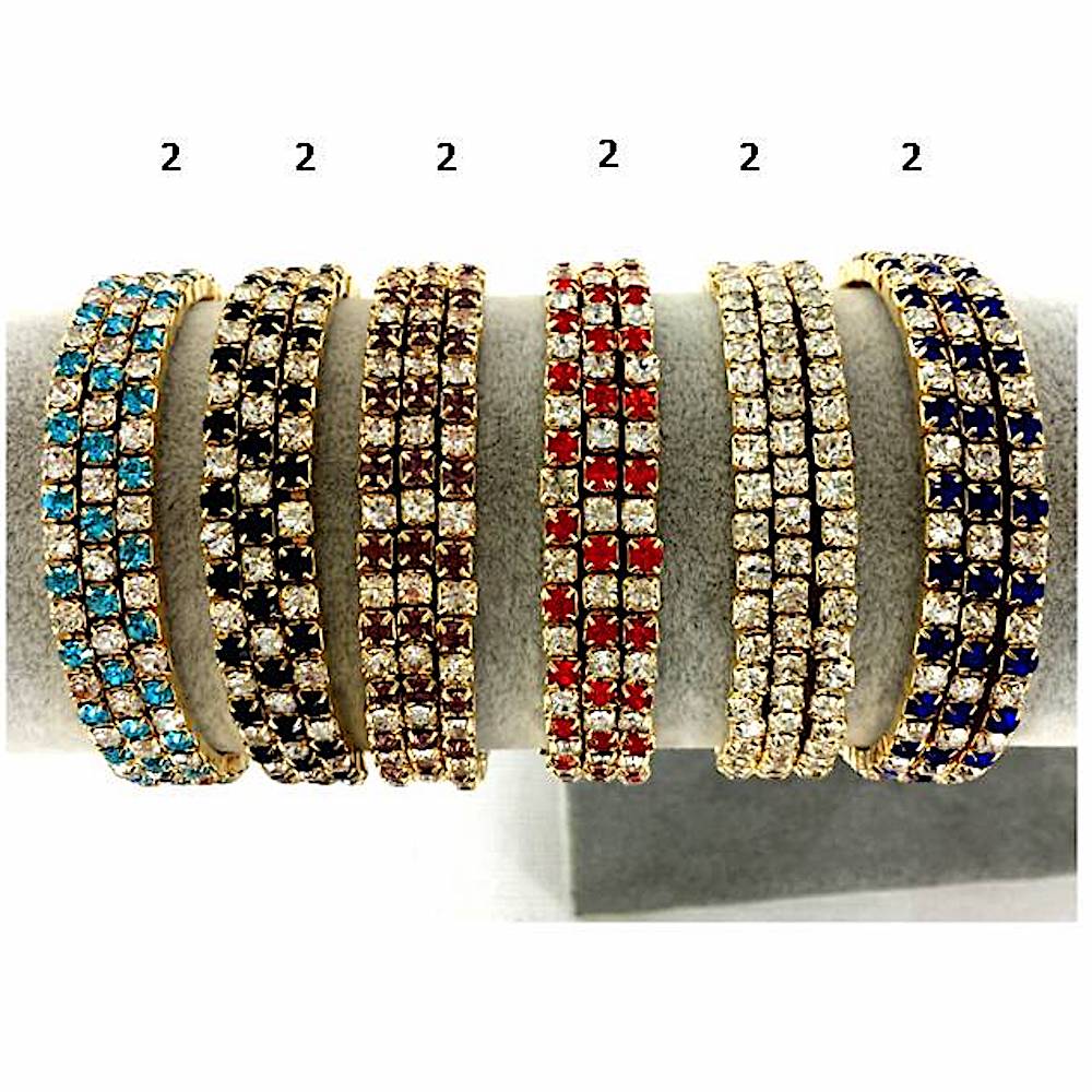 Gold Rhinestone Checkerboard Stretch Bracelet