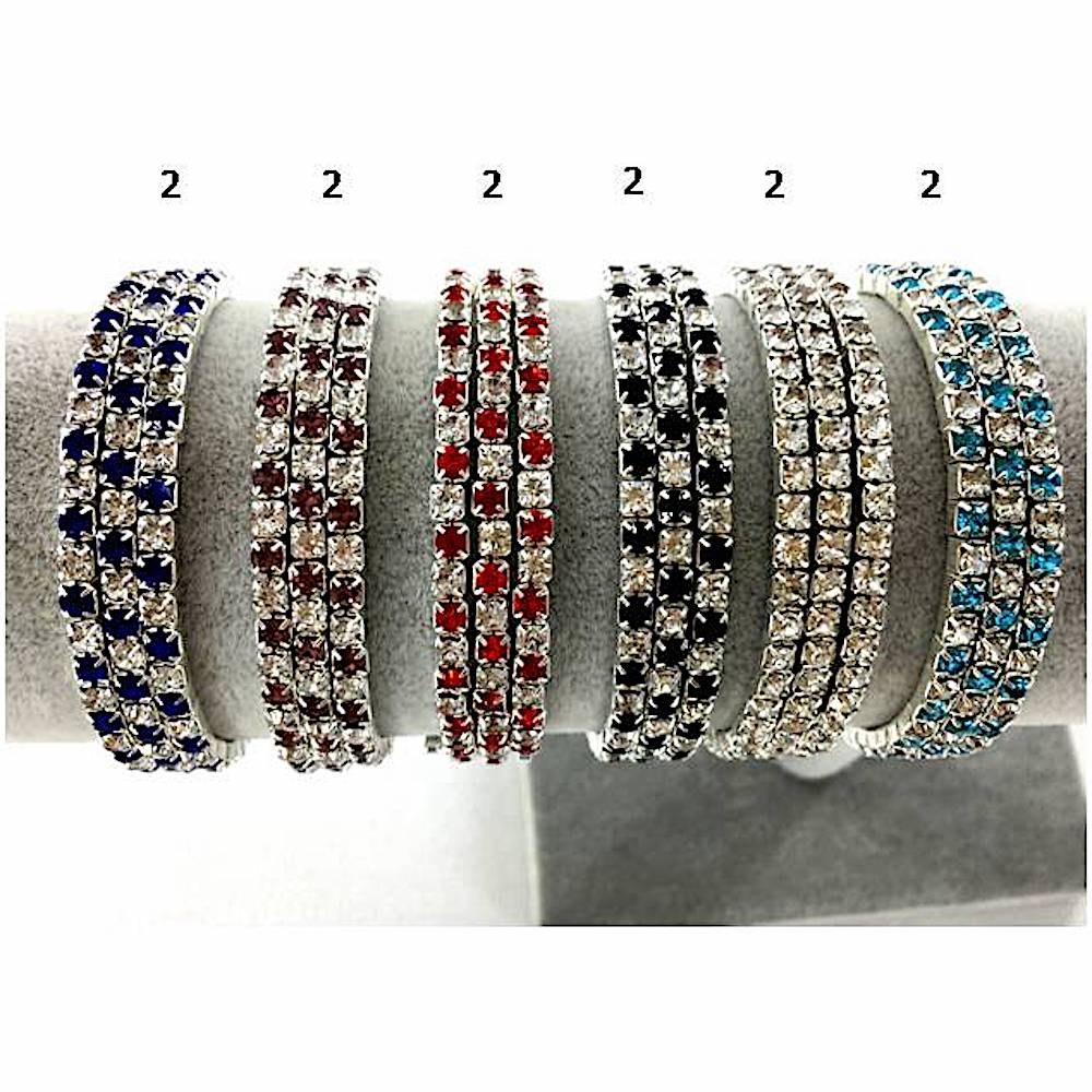 Silver Rhinestone Checkerboard Stretch Bracelet