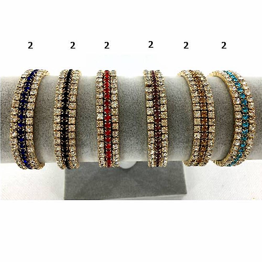 Gold Rhinestone Line Stretch Bracelet