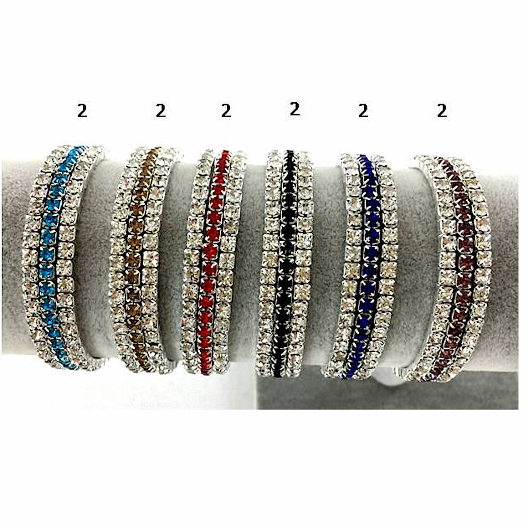 Silver Rhinestone Line Stretch Bracelet