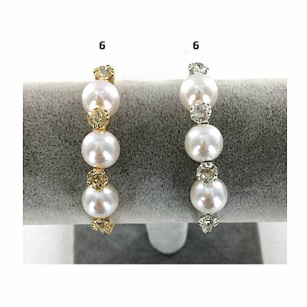 Large Rhinestone Pearl Bracelet Cuff
