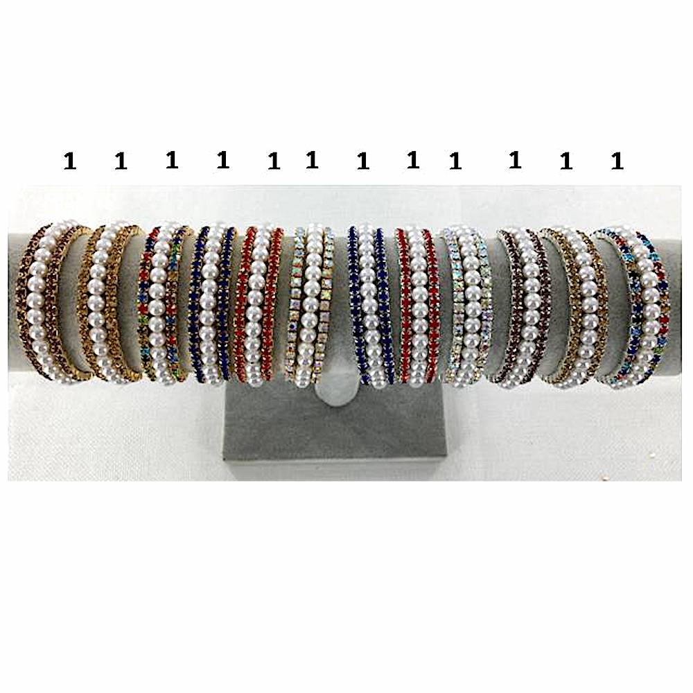 Rhinestone Pearl Bracelet Cuff